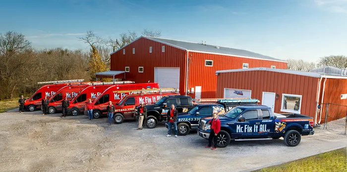The Mr Fix It All service fleet and crew at the Goodlettsville shop